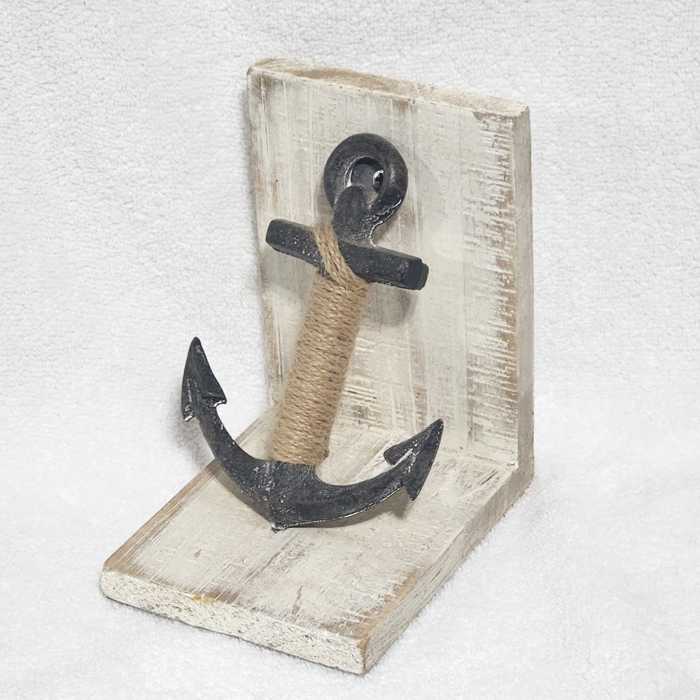 Handmade Vintage Distressed Anchor Book End Decor